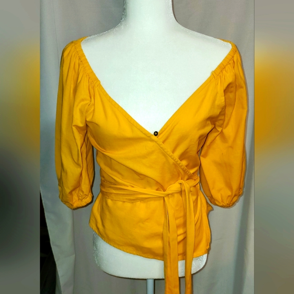Billabong Mustard Wrap Blouse